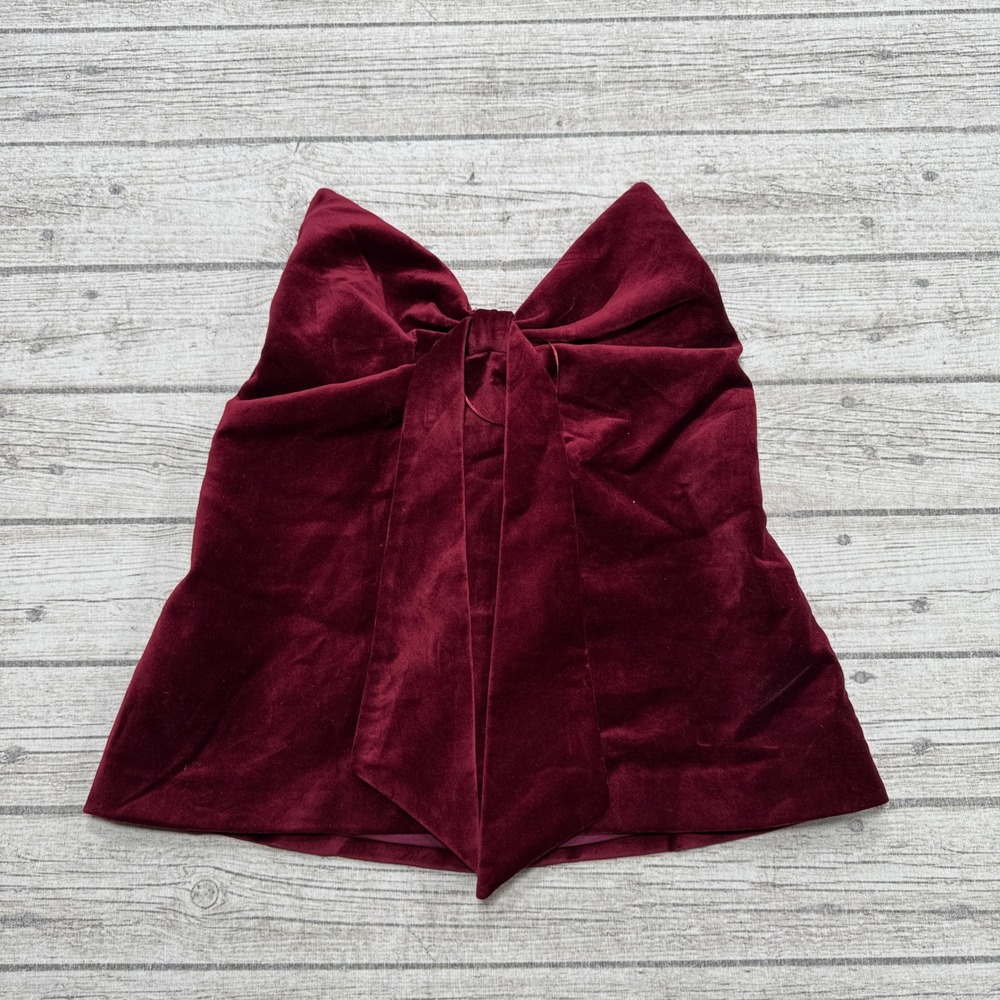 Zara Tube Top Women's Medium Burgundy Strapless Velvet Bow Evening Party Glam